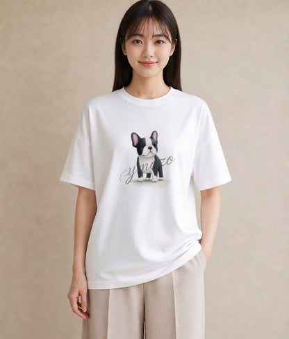 半袖Tシャツ レディース わんこ 犬 いぬ イラスト 旅行コーデ 通学 誕生日プレゼント 白T YMAZO
