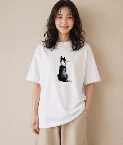 半袖Tシャツ レディース 犬好き 犬 いぬ イラスト こなれ感 お出かけ 普段着 白T YMAZO