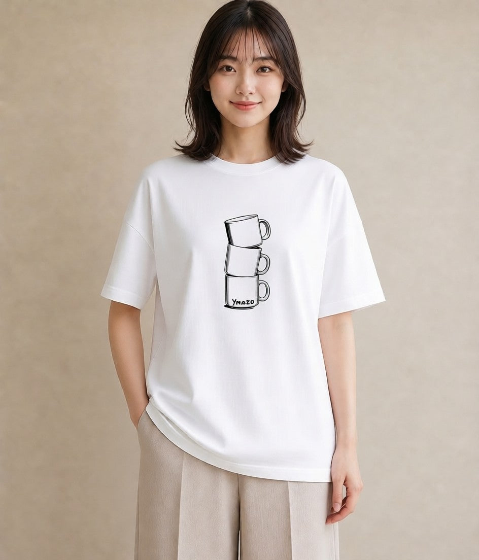 プリントTシャツ レディース コーヒー カフェ 珈琲 イラスト 手描き風 秋コーデ おしゃれギフト 白T YMAZO