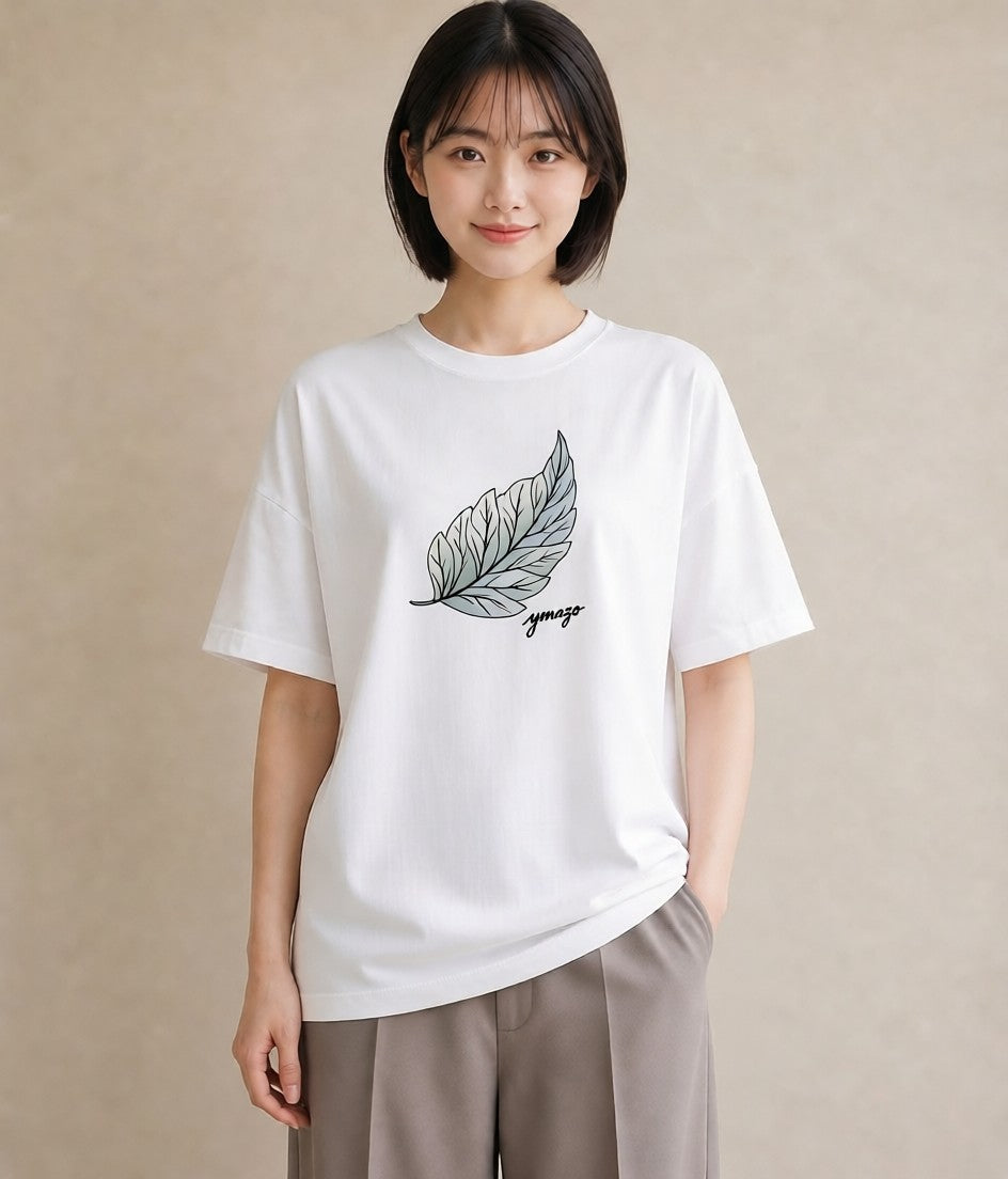 プリントTシャツ レディース 新緑 植物 ボタニカル イラスト ホワイトデー 春服 白T YMAZO