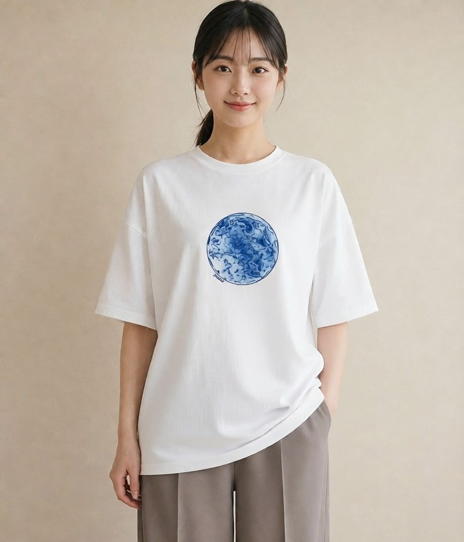 半袖Tシャツ レディース 水瓶座 星空 宇宙 イラスト 淡色 週末コーデ 敬老の日 白T YMAZO