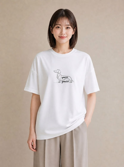 グラフィックTシャツ レディース 犬 いぬ わんこ イラスト 普段使い 普段着 週末コーデ 白T YMAZO