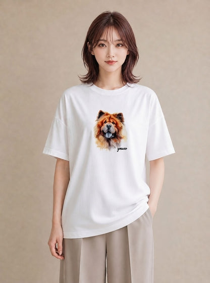 プリントTシャツ レディース 柴犬 しばいぬ 犬 いぬ イラスト ヴィンテージ風 ルームウェア ギフト 白T YMAZO