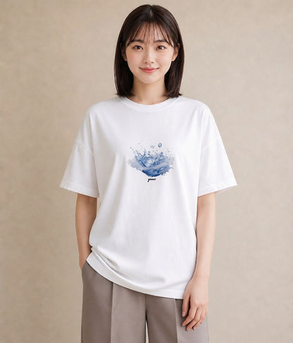 Tシャツ レディース 雨上がりの小道 雨上がり 小道 ナチュラル アンティーク イラスト ガーリー 秋コーデ おしゃれギフト 白T YMAZO