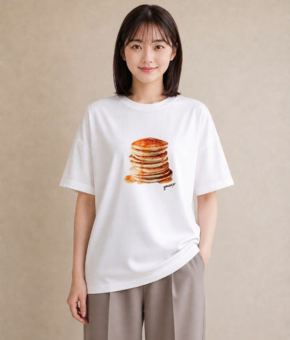 半袖Tシャツ レディース たまご 食べ物 フード イラスト 北欧風 送別ギフト 通勤 白T YMAZO