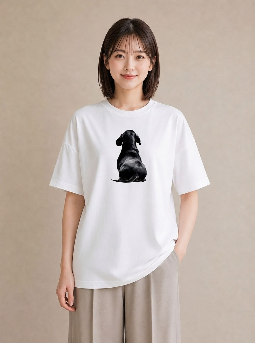 グラフィックTシャツ レディース 犬好き 犬 いぬ イラスト 親子 20代 白T YMAZO