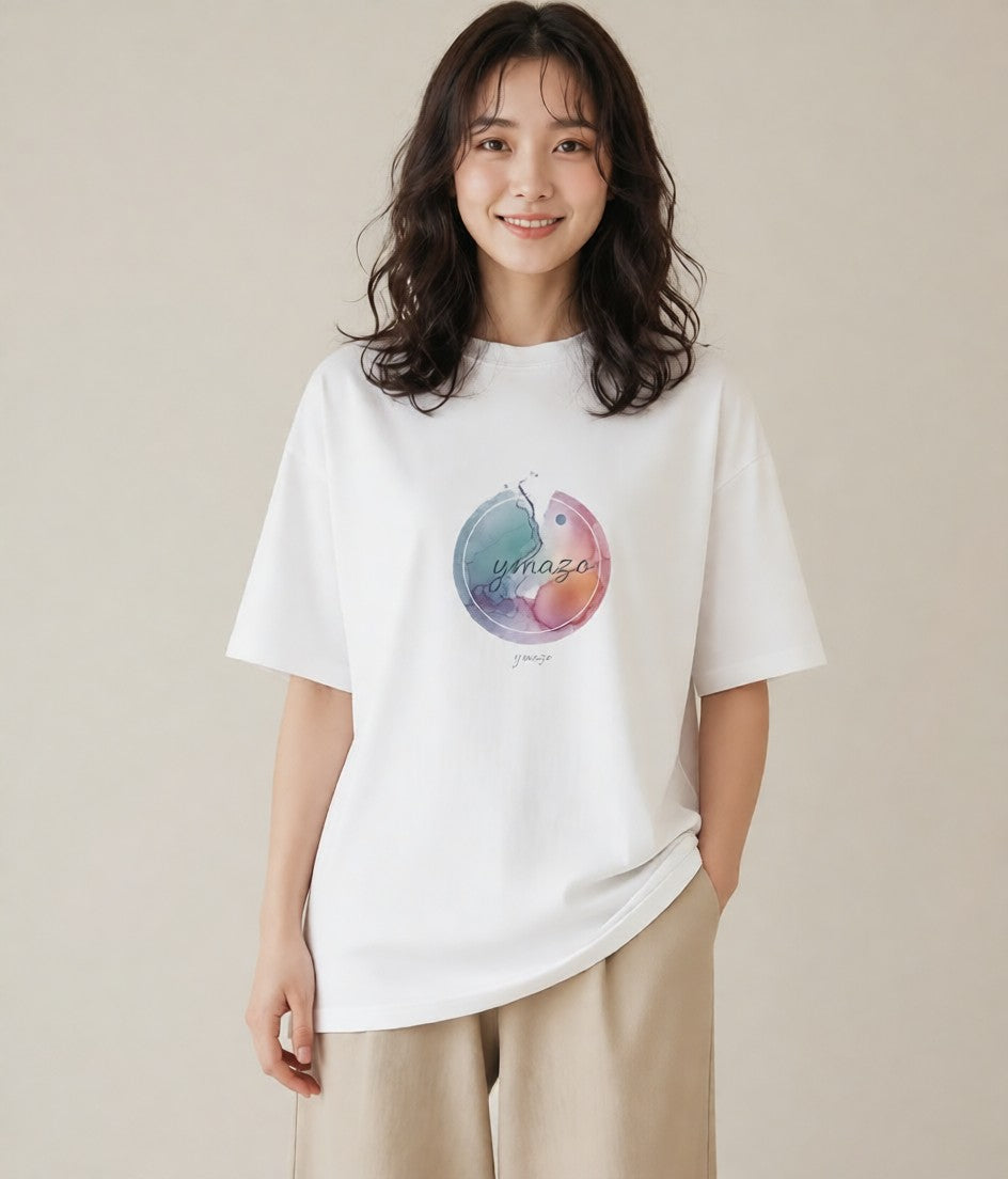 デザインTシャツ レディース 水瓶座 星空 宇宙 イラスト 可愛い カフェ服 クリスマス 白T YMAZO
