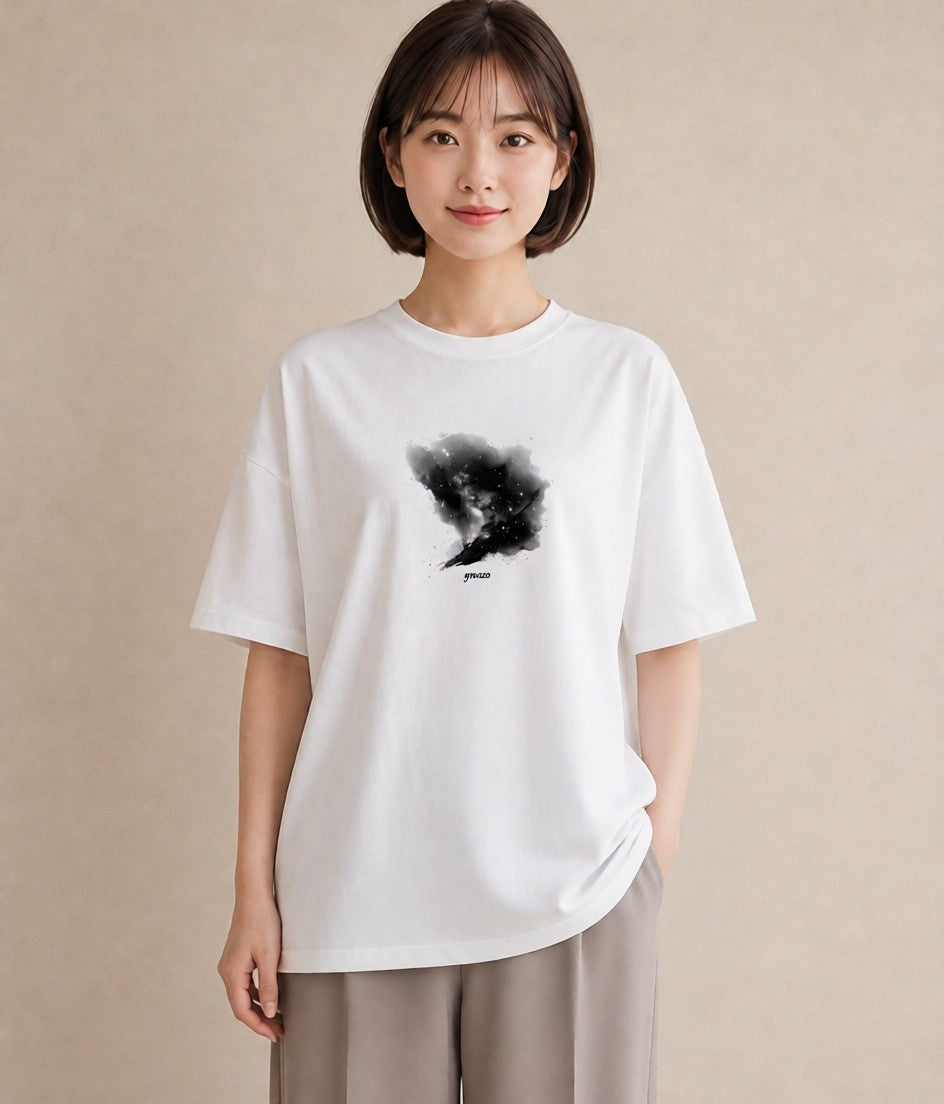 半袖Tシャツ レディース 牡牛座 星空 宇宙 イラスト シック 20代 カジュアルコーデ 白T YMAZO