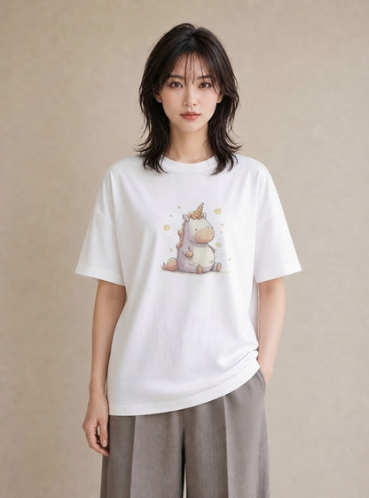 デザインTシャツ レディース サイ 動物 アニマル イラスト 北欧風 母の日 ビーチ 白T YMAZO