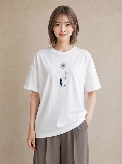 デザインTシャツ レディース マーガレット 花 花柄 イラスト ナチュラル 女子会 お揃い 白T