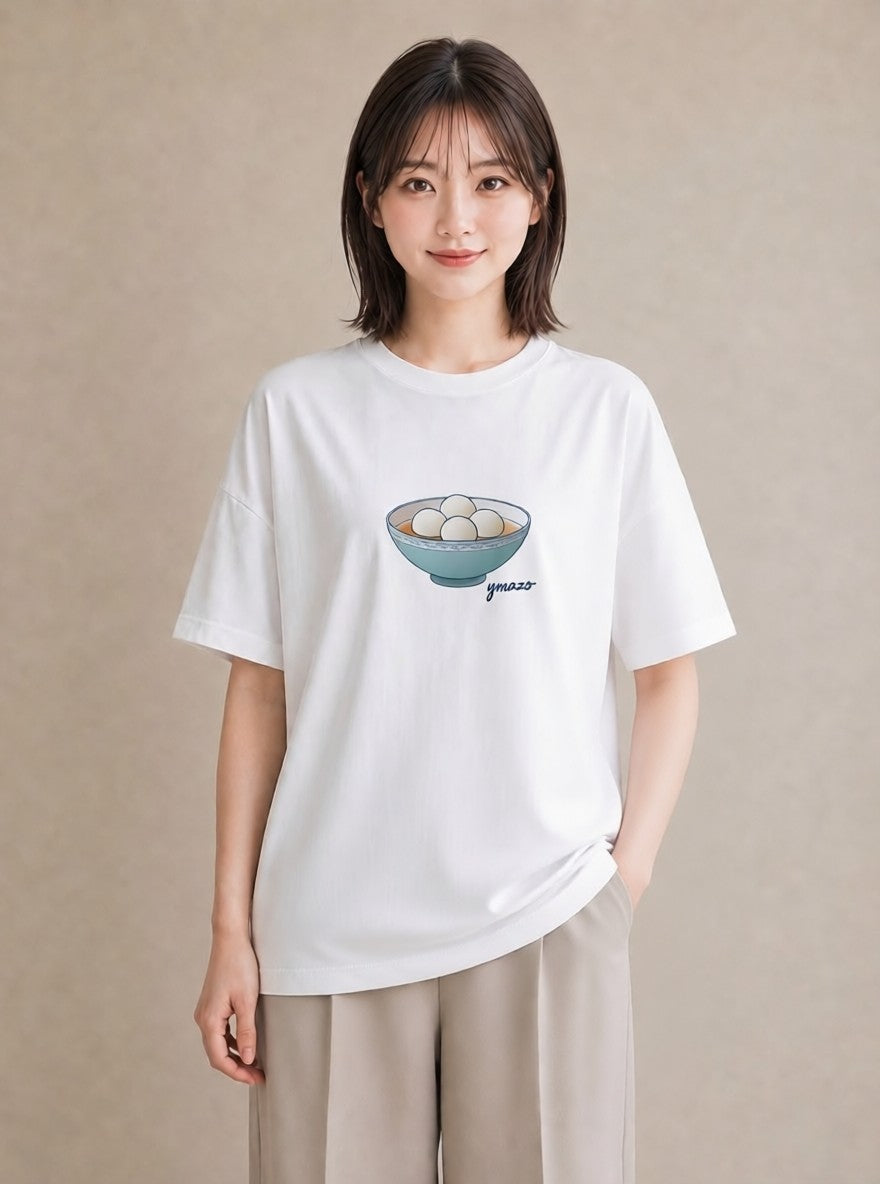 プリントTシャツ レディース だんご 食べ物 フード イラスト 手描き風 お揃い 親子 白T YMAZO