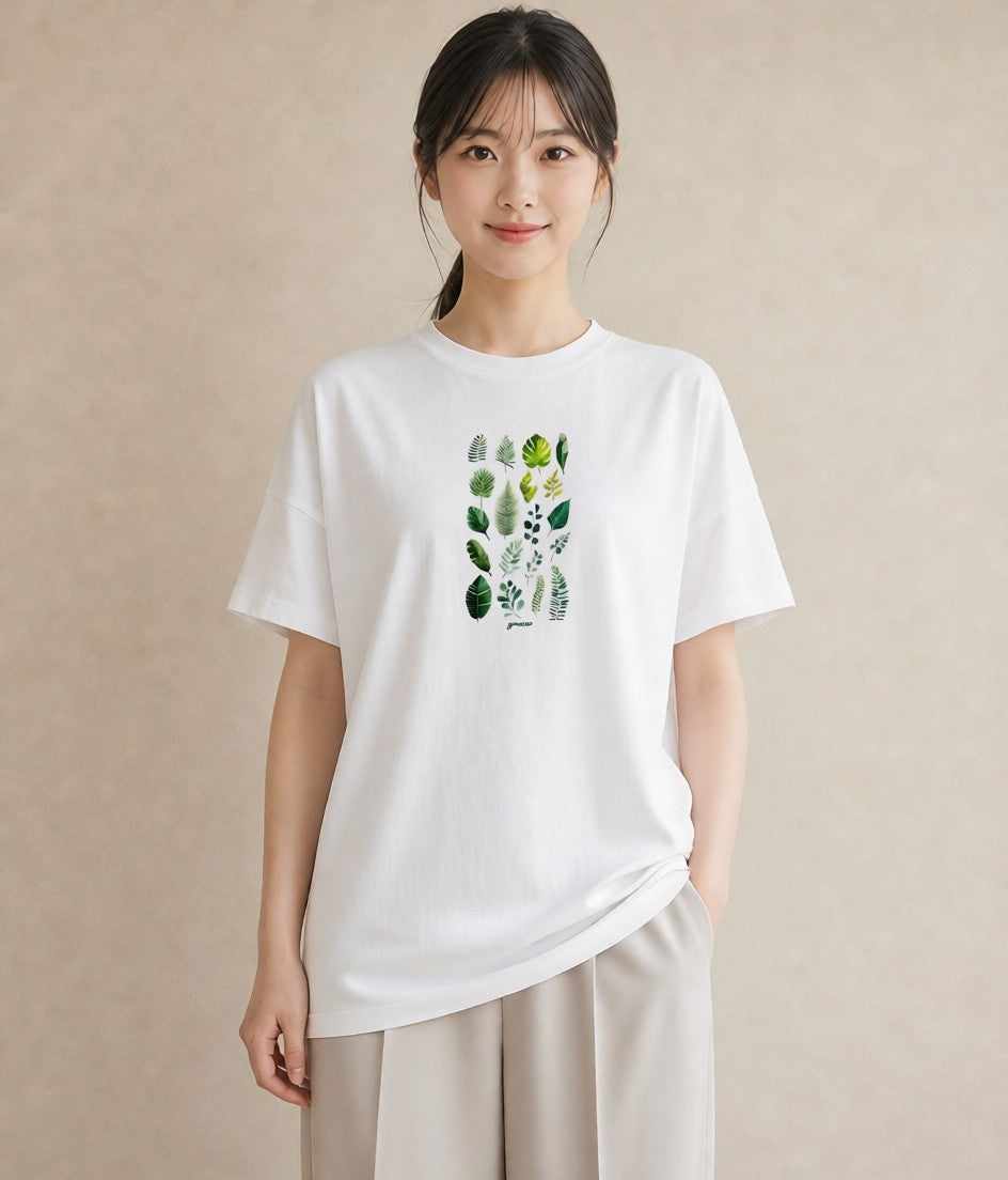 プリントTシャツ レディース ボタニカル 植物 イラスト フェミニン ホワイトデー 春服 白T YMAZO