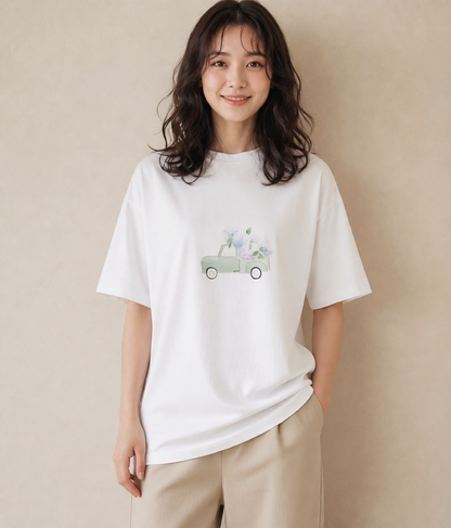 デザインTシャツ レディース あじさい 紫陽花 アジサイ 花 花柄 イラスト シック 春コーデ 姉妹 白T