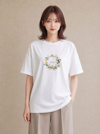 グラフィックTシャツ レディース マーガレット 花 花柄 イラスト ギフト 母の日 白T