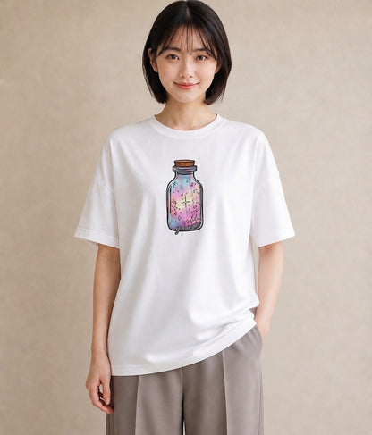 デザインTシャツ レディース ミルク 食べ物 フード イラスト きれいめカジュアル 自分用 ルームウェア 白T YMAZO