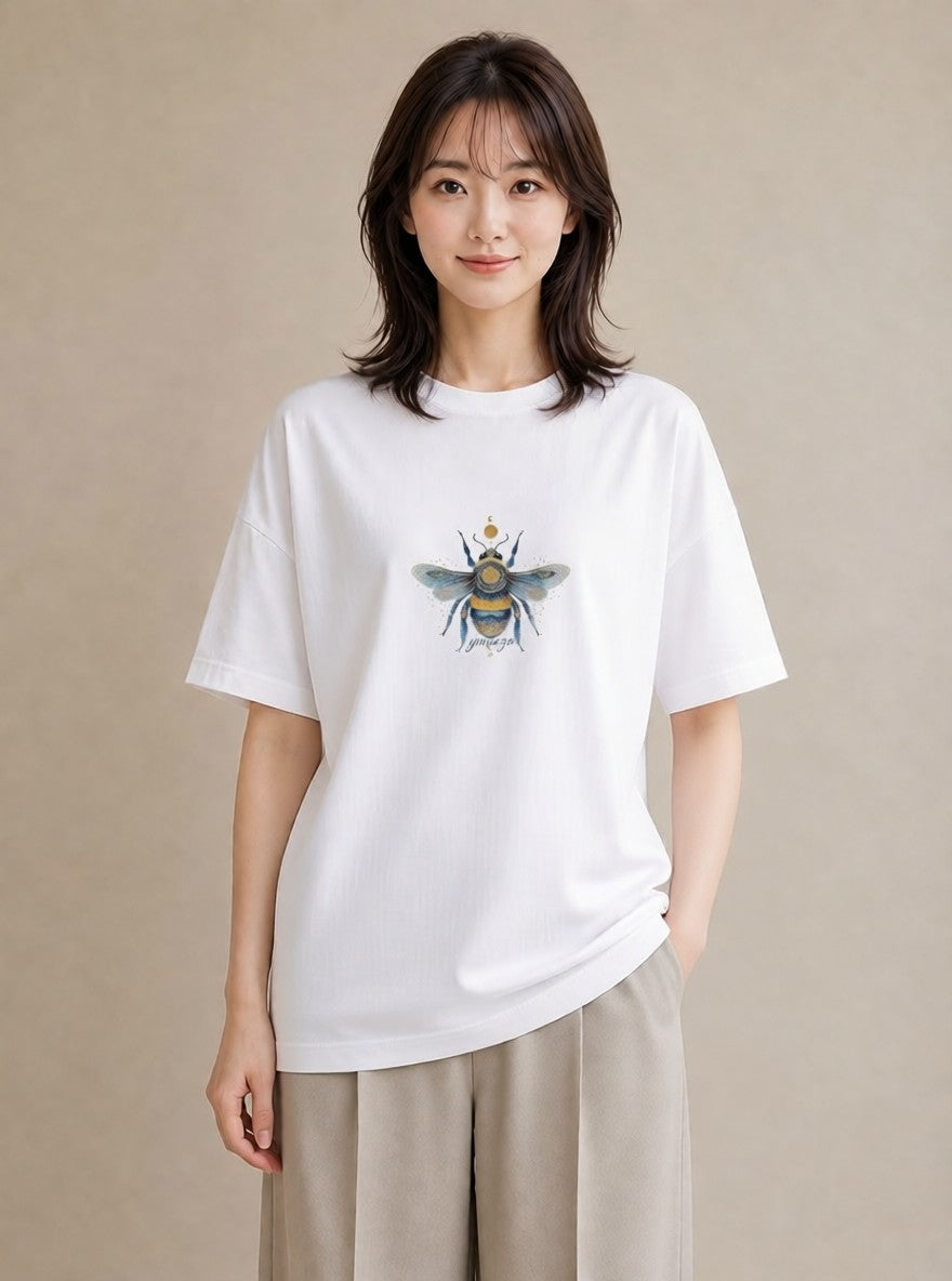 デザインTシャツ レディース ホタル 昆虫 虫 イラスト 個性的 散歩 お出かけ 白T YMAZO