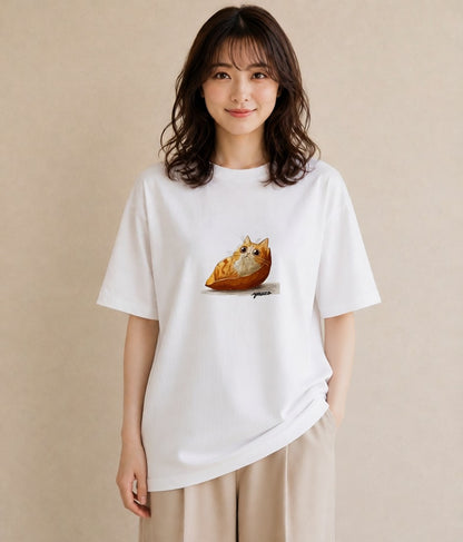 デザインTシャツ レディース 茶トラ 茶猫 猫 ねこ イラスト フェミニン 女子会 お揃い 白T YMAZO