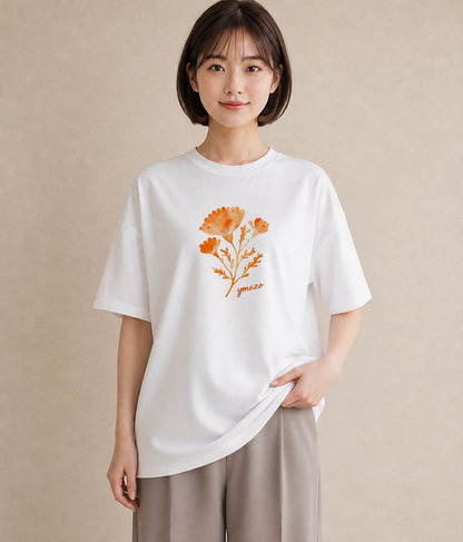 Tシャツ レディース コスモス 秋桜 花 花柄 イラスト モード 旅行用 海 白T