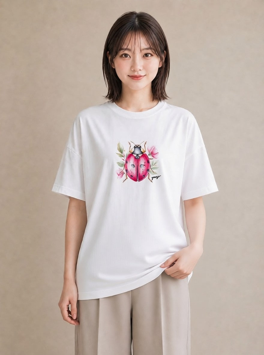 デザインTシャツ レディース クワガタ 昆虫 虫 イラスト カフェコーデ デート 帰省 白T YMAZO