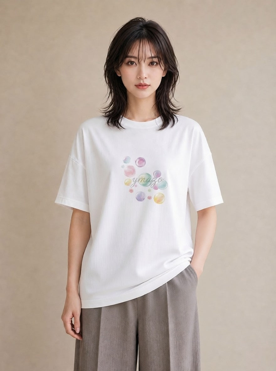Tシャツ レディース 風鈴 ガラス 夏 ナチュラル アンティーク イラスト ユニーク 海 カフェ巡り 白T YMAZO