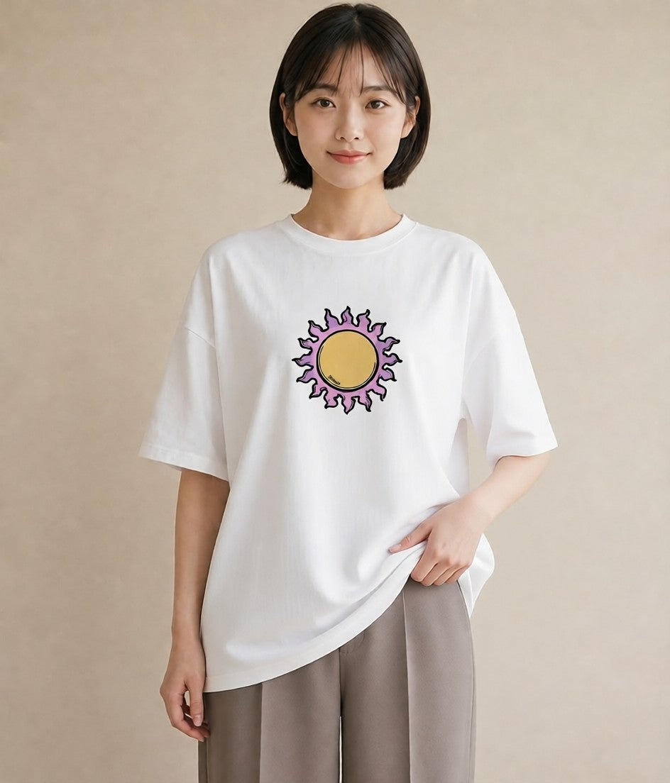 プリントTシャツ レディース 太陽 星空 宇宙 イラスト 可愛い お揃い 親子 白T YMAZO