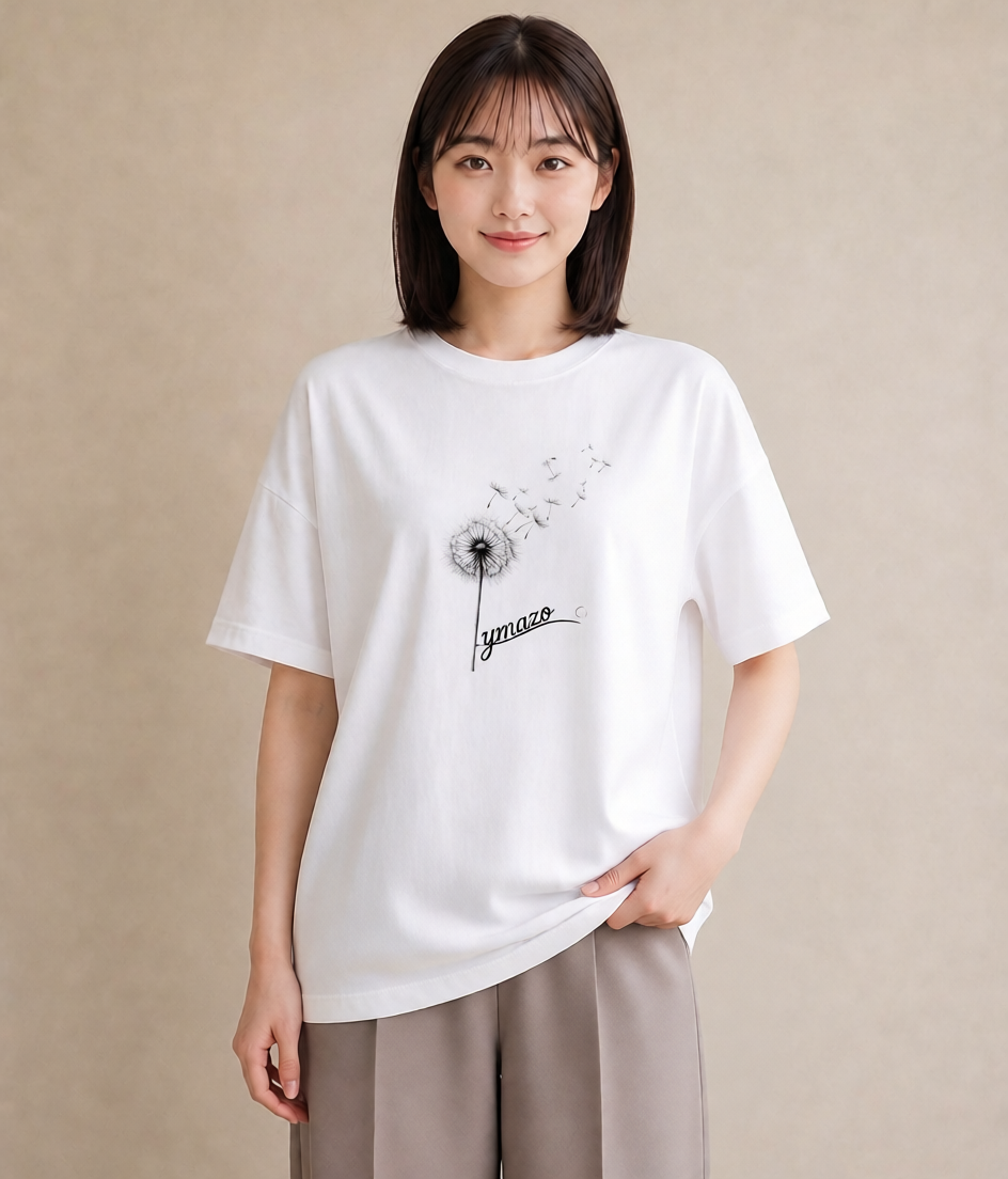 デザインTシャツ レディース たんぽぽ 花 花柄 イラスト シック 敬老の日 ホワイトデー 白T