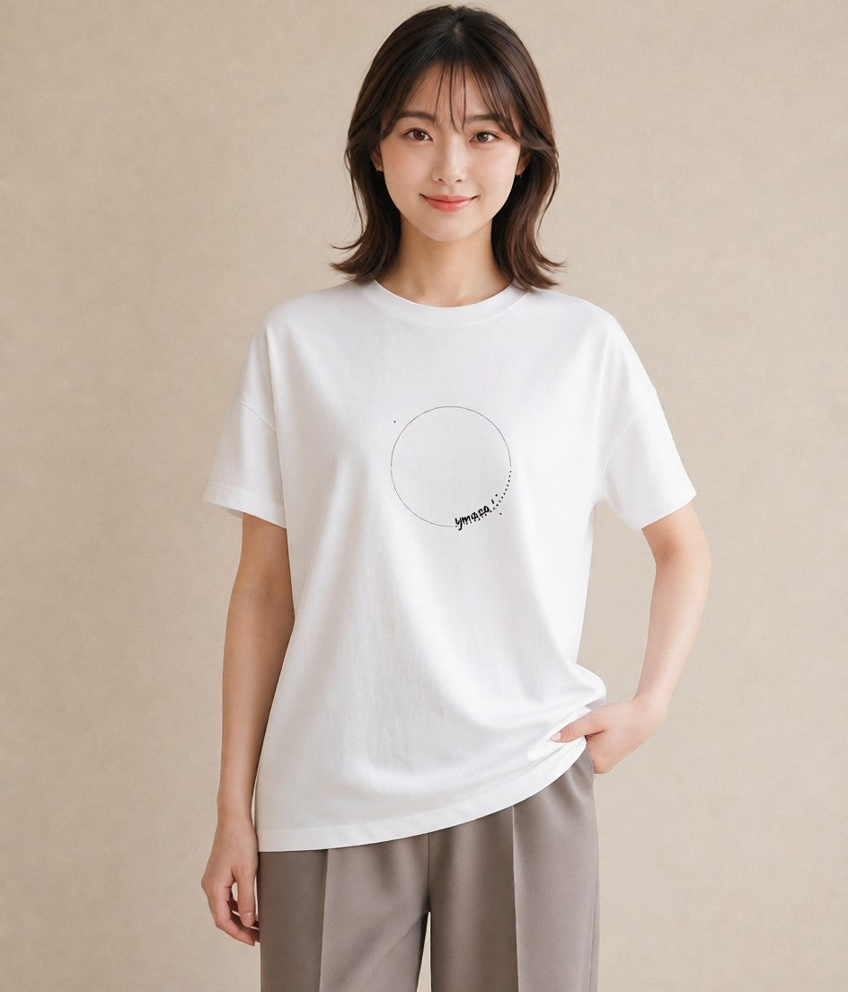 グラフィックTシャツ レディース 幾何学 ミニマル ジオメトリック イラスト シック 敬老の日 ホワイトデー 白T YMAZO
