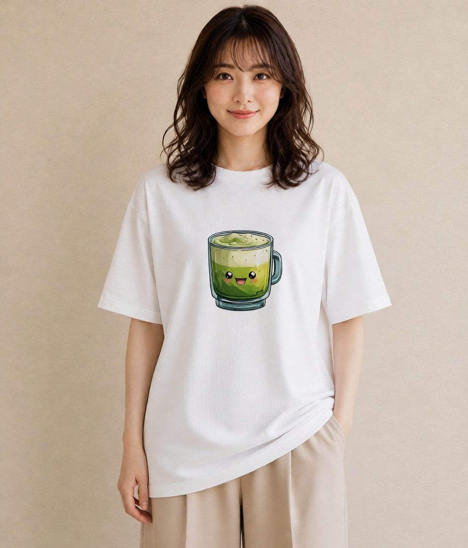 プリントTシャツ レディース 抹茶 食べ物 フード イラスト シック 旅行用 海 白T YMAZO