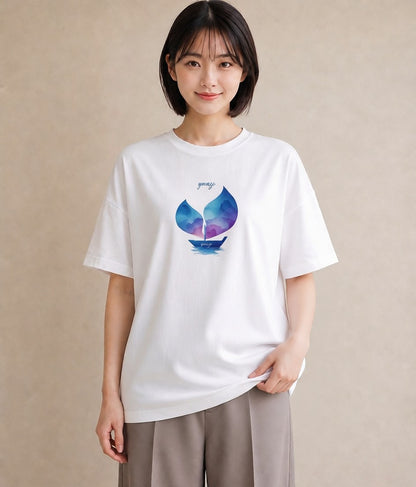 Tシャツ レディース 傘 水たまり 雨 ナチュラル アンティーク イラスト カフェコーデ 姉妹 送別ギフト 白T YMAZO