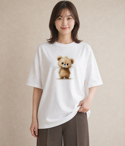 Tシャツ レディース くま クマ ベア 動物 アニマル イラスト きれいめ ルームウェア ギフト 白T YMAZO