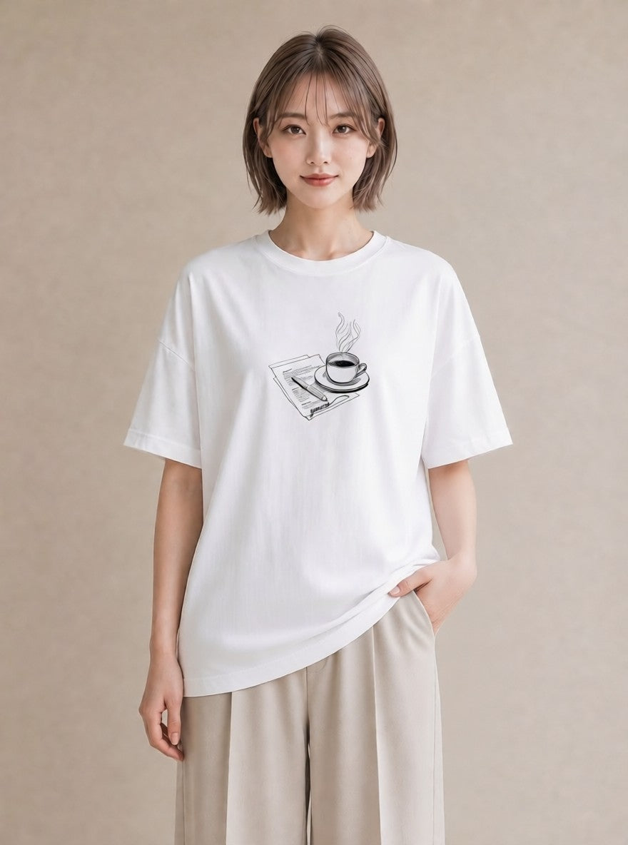 プリントTシャツ レディース 本 読書 ブック イラスト ユニーク 女子会 お揃い 白T YMAZO