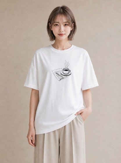 プリントTシャツ レディース 本 読書 ブック イラスト ユニーク 女子会 お揃い 白T YMAZO