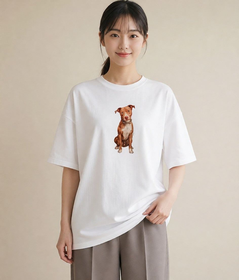 デザインTシャツ レディース 保護犬 犬 いぬ イラスト フェミニン レイヤード 友達ギフト 白T YMAZO