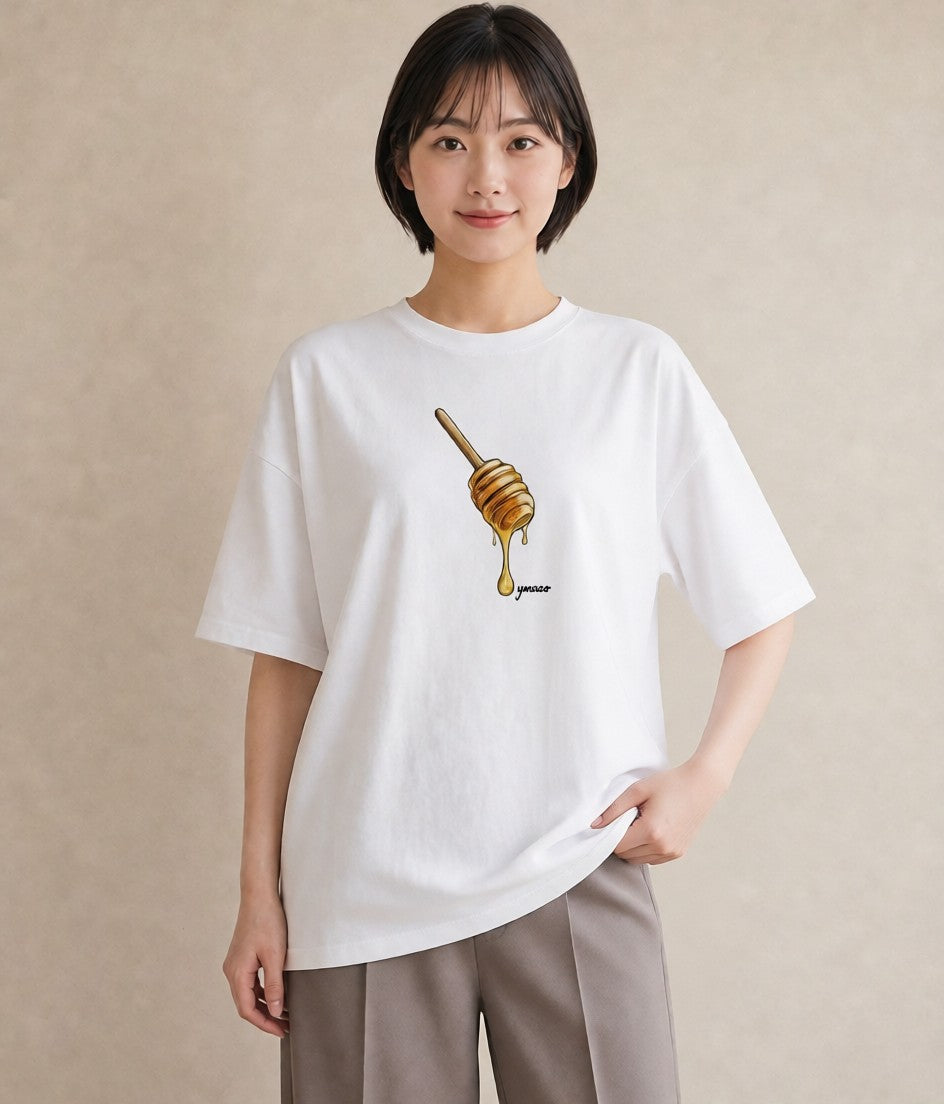 プリントTシャツ レディース はちみつ 食べ物 フード イラスト 春コーデ 姉妹 白T YMAZO