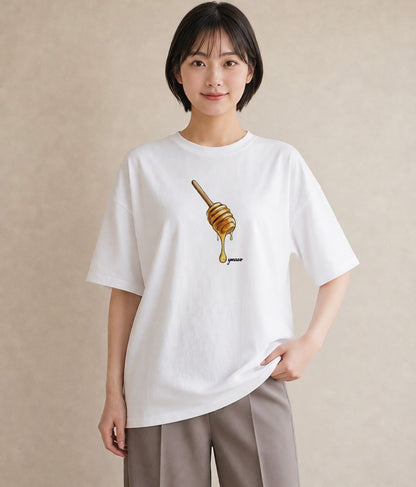 プリントTシャツ レディース はちみつ 食べ物 フード イラスト 春コーデ 姉妹 白T YMAZO