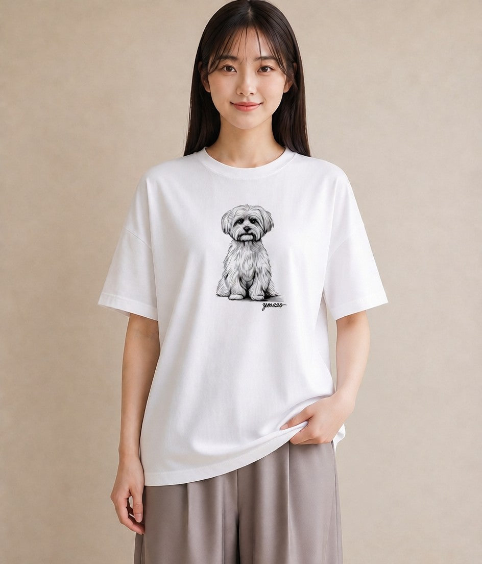 Tシャツ レディース マルチーズ 犬 いぬ イラスト 上品 ギフト 母の日 白T YMAZO