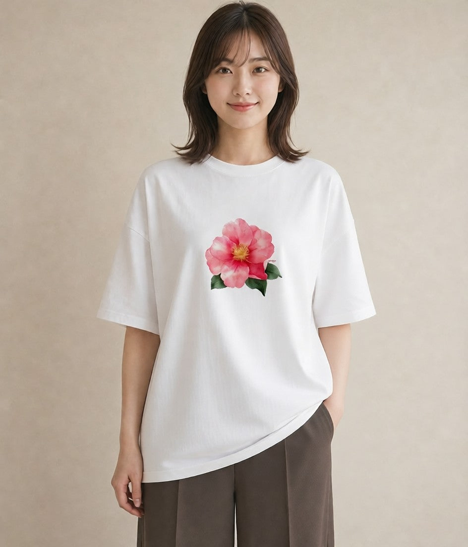 半袖Tシャツ レディース バラ 薔薇 ローズ 花 花柄 イラスト 旅行コーデ デート 帰省 白T YMAZO