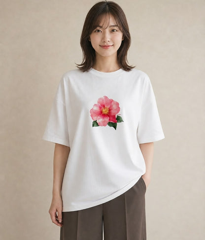 半袖Tシャツ レディース バラ 薔薇 ローズ 花 花柄 イラスト 旅行コーデ デート 帰省 白T YMAZO