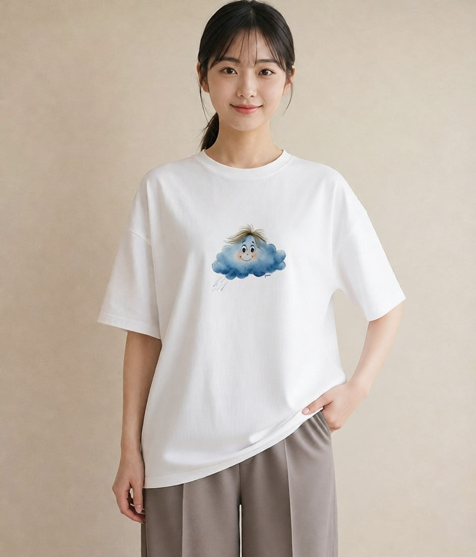 半袖Tシャツ レディース 空 星空 宇宙 イラスト 韓国風 敬老の日 ホワイトデー 白T YMAZO