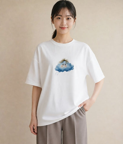 半袖Tシャツ レディース 空 星空 宇宙 イラスト 韓国風 敬老の日 ホワイトデー 白T YMAZO