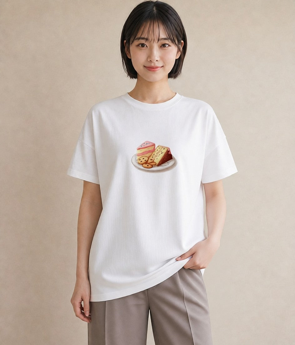 プリントTシャツ レディース クッキー 食べ物 フード イラスト ナチュラル 友達ギフト 部屋着 白T YMAZO