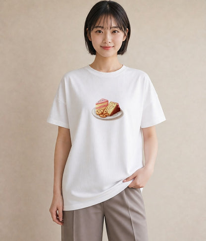 プリントTシャツ レディース クッキー 食べ物 フード イラスト ナチュラル 友達ギフト 部屋着 白T YMAZO