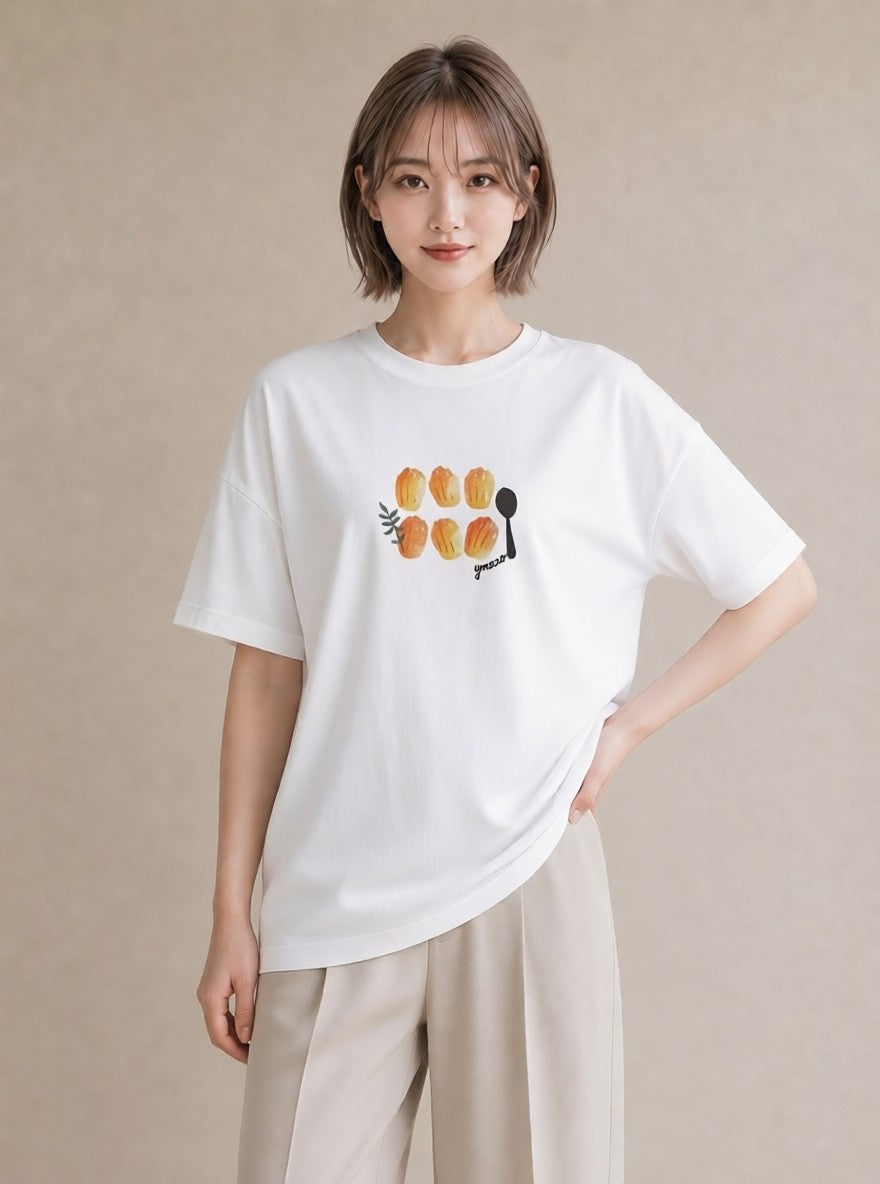 グラフィックTシャツ レディース 食パン 食べ物 フード イラスト 北欧風 クリスマス 旅行 白T YMAZO