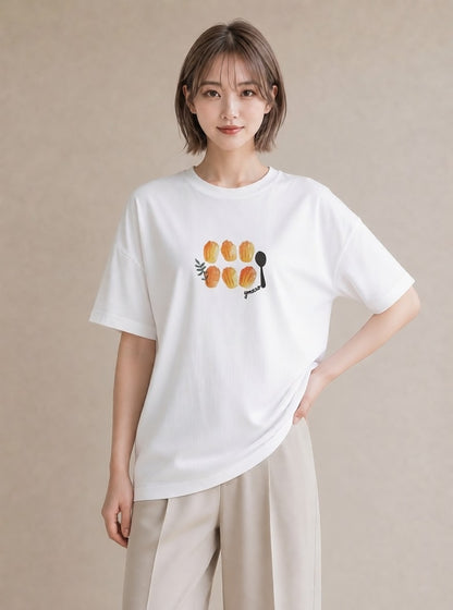 グラフィックTシャツ レディース 食パン 食べ物 フード イラスト 北欧風 クリスマス 旅行 白T YMAZO
