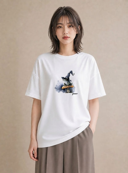 デザインTシャツ レディース アマガエル ペット 動物 イラスト ラフカジュアル 自分用 ルームウェア 白T YMAZO