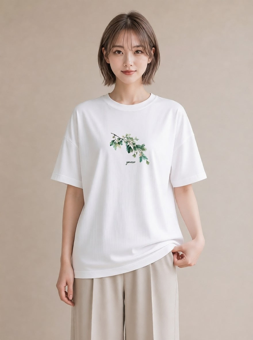 デザインTシャツ レディース つる 植物 ボタニカル イラスト シック 旅行 母娘コーデ 白T YMAZO