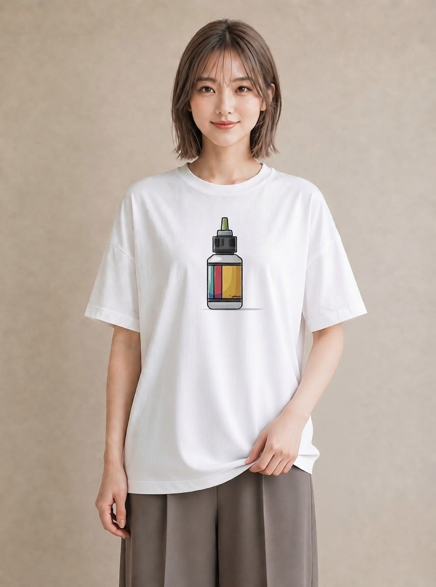 プリントTシャツ レディース ミルク 食べ物 フード イラスト ナチュラル 買い物 夏コーデ 白T YMAZO
