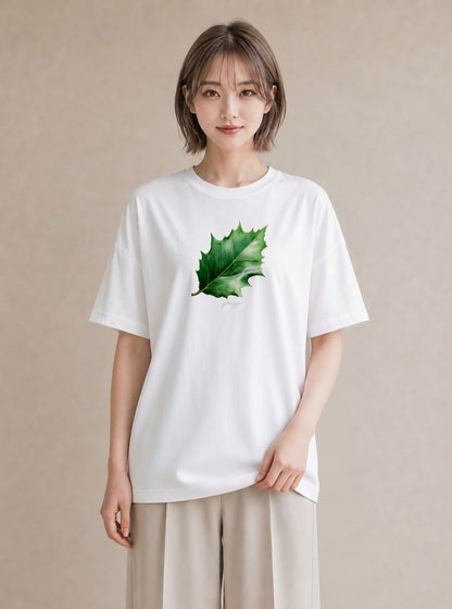 半袖Tシャツ レディース 葉っぱ 植物 ボタニカル イラスト ヴィンテージ風 通学 誕生日プレゼント 白T YMAZO