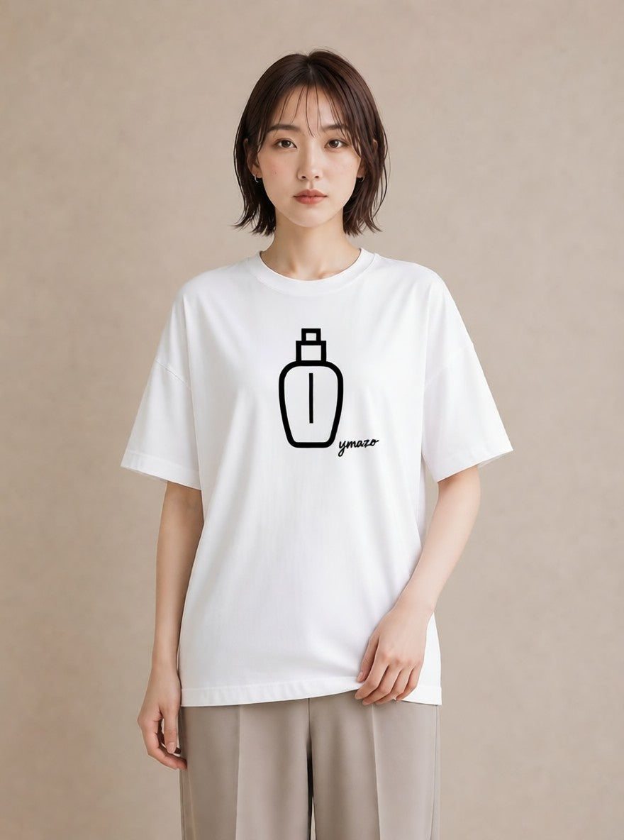 デザインTシャツ レディース 香水 香水瓶 パフューム イラスト 可愛い 帰省 ラフ 白T YMAZO