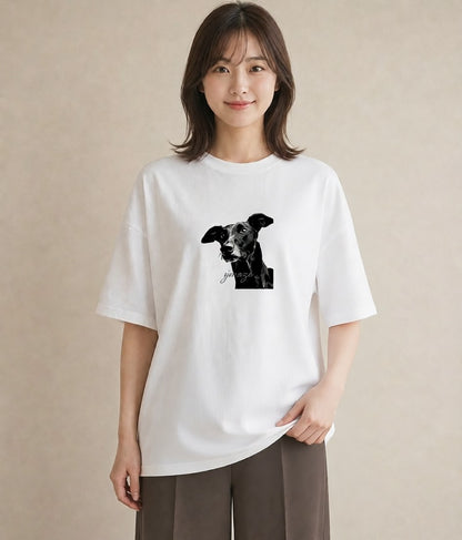 デザインTシャツ レディース イタリアングレーハウンド 犬 いぬ イラスト 個性的 カフェ服 クリスマス 白T YMAZO